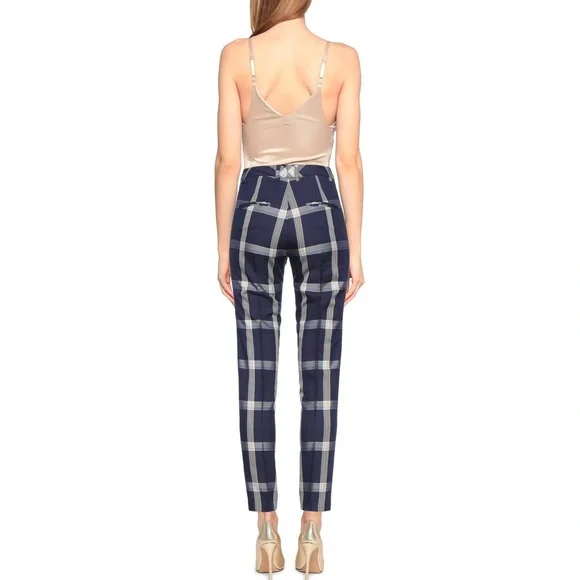 ⭐️ SKILLS & GENES ⭐️LUXURY TARTAN PLAID MIDNIGHT BLUE STRAIGHT LEG PANTS SIZE: 2 - Picture 2 of 4
